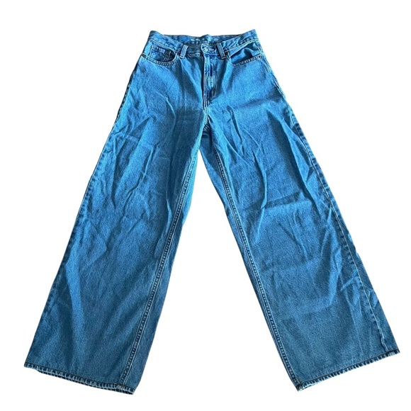 Old Navy Wide Leg High Rise Jeans Size 6 Tall 30” Inseam Vintage Wash Denim - Picture 1 of 12